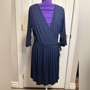 Tart Deep Blue Deep V Women's Wrap Dress